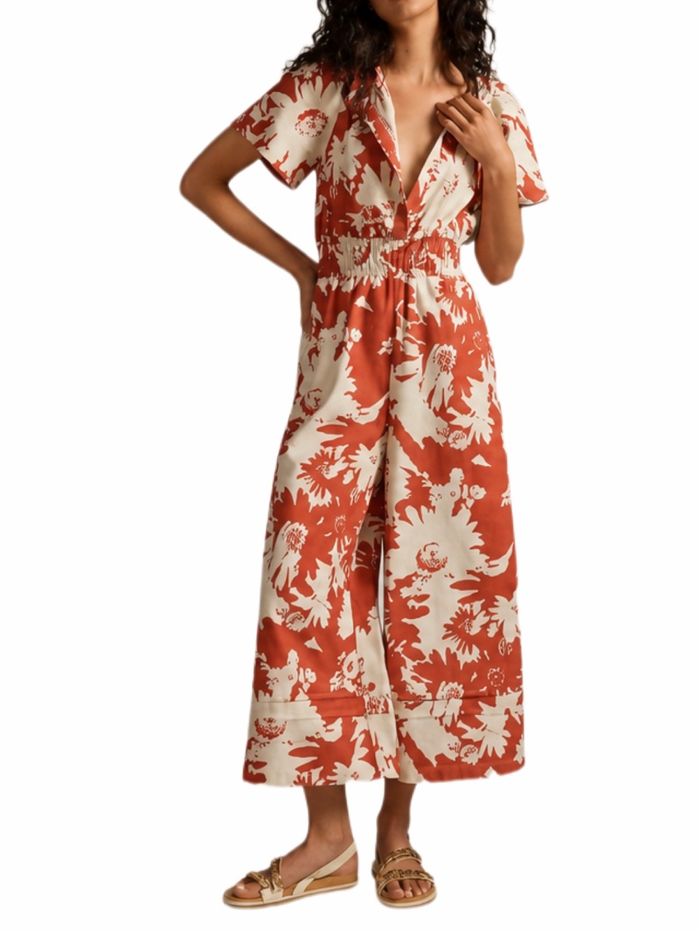Anthropologie The Somerset Printed Jumpsuit Size XXS